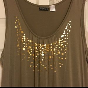VENUS khaki/toup w/ gold detail  Tunic Top  L